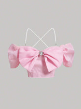 Cold Shoulder Bow Front Pearl Detail Blouse